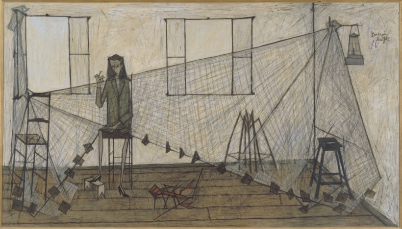 Bernard Buffet (1928-1999). "Femme au filet". Huile sur toile, 1948. Paris, musée d'Art moderne.